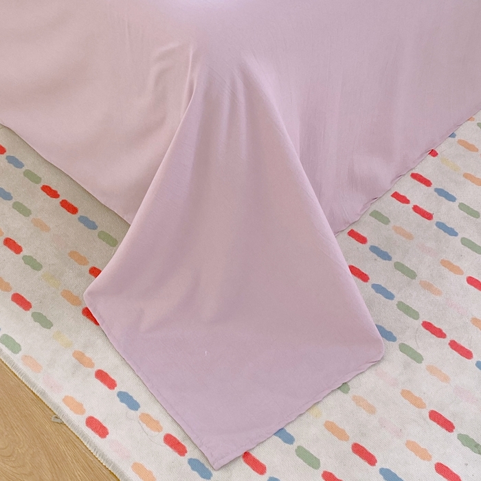 91家纺网 家纺一手货源 找家纺 大麦乐田2025新款四季亲肤可爱柔软毛巾绣四件套-彩格乐园系列 心心 紫