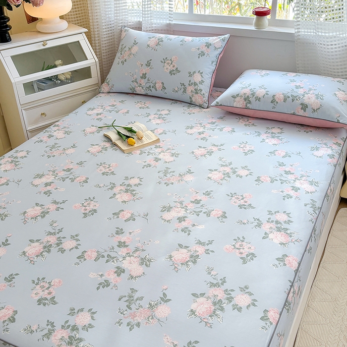 91家纺网 家纺一手货源 找家纺 元元被芯 2025新款40支13372全棉印花全棉隐藏式夹棉床笠 初妤