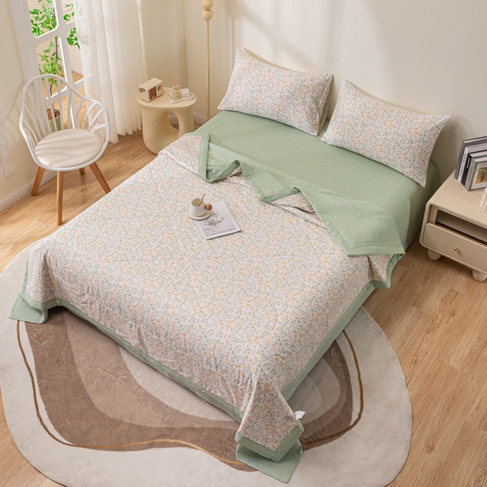 91家纺网 家纺一手货源 找家纺 鑫棉坊 2025新款A类全棉印花大豆纤维空调被大豆被 千野-黄