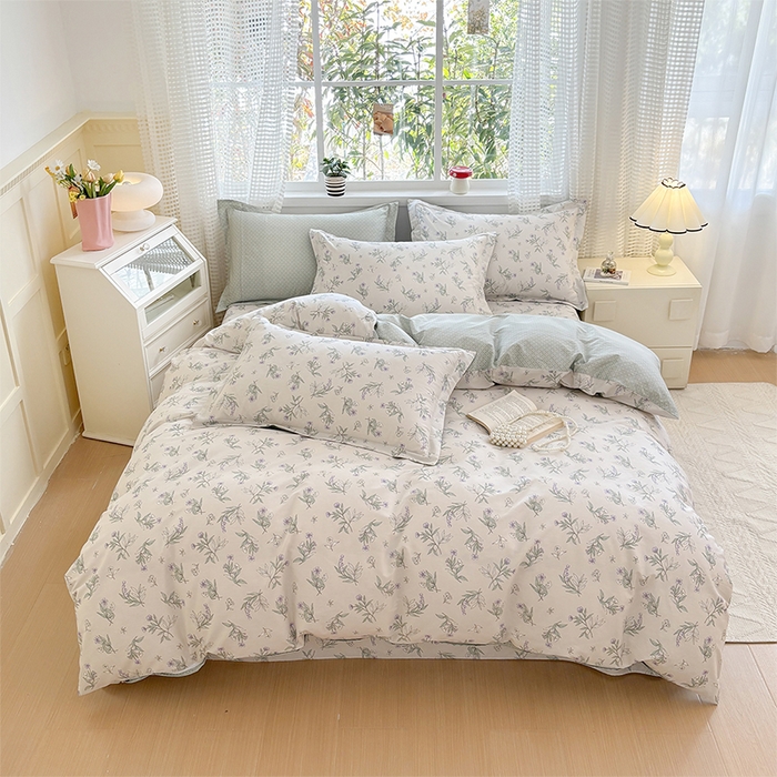 91家纺网 家纺一手货源 找家纺 元元被芯 2025新款40支13372全棉印花全棉四件套 宁静