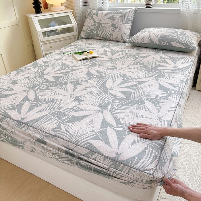 91家纺网 家纺一手货源 找家纺 元元被芯 2025新款40支13372全棉印花全棉隐藏式夹棉床笠 蔓羽