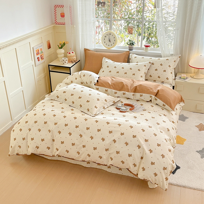 91家纺网 家纺一手货源 找家纺 元元被芯 2025新款40支13372全棉印花全棉四件套 熊尼