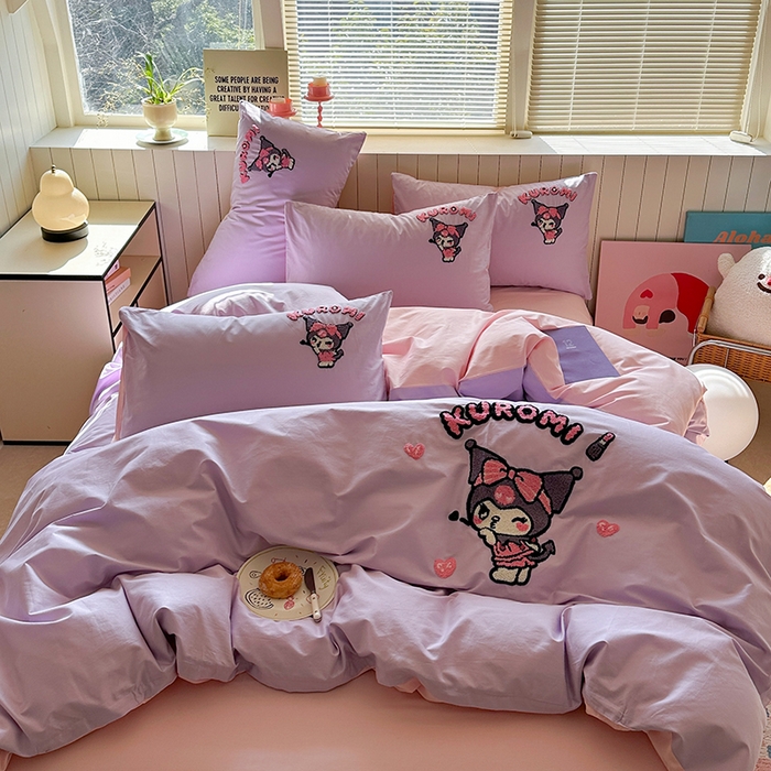 91家纺网 家纺一手货源 找家纺 金爱家 2025新款全棉毛巾绣四件套 毛巾绣-萌萌库洛米