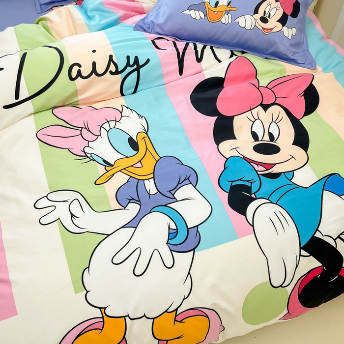 91家纺网 家纺一手货源 找家纺 典曼家纺 2025新款迪士尼大版印花卡通四件套 黛西米妮