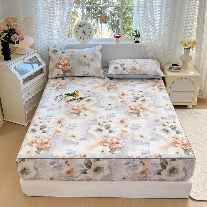 91家纺网 家纺一手货源 找家纺 元元被芯 2025新款40支13372全棉印花全棉隐藏式夹棉床笠 梦湘