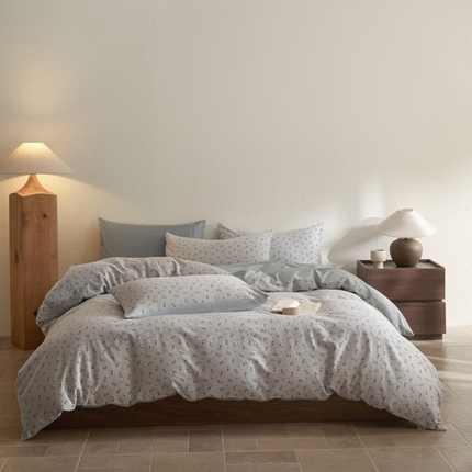 618家纺 2025新款全棉色织提花四件套小花系列 小玫瑰-雾兰