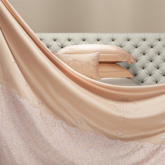 91家纺网 家纺一手货源 找家纺 高大尚婚庆馆 2025新款艾能棉高端绣花四件套-巴黎甜心 巴黎甜心-香妃玉