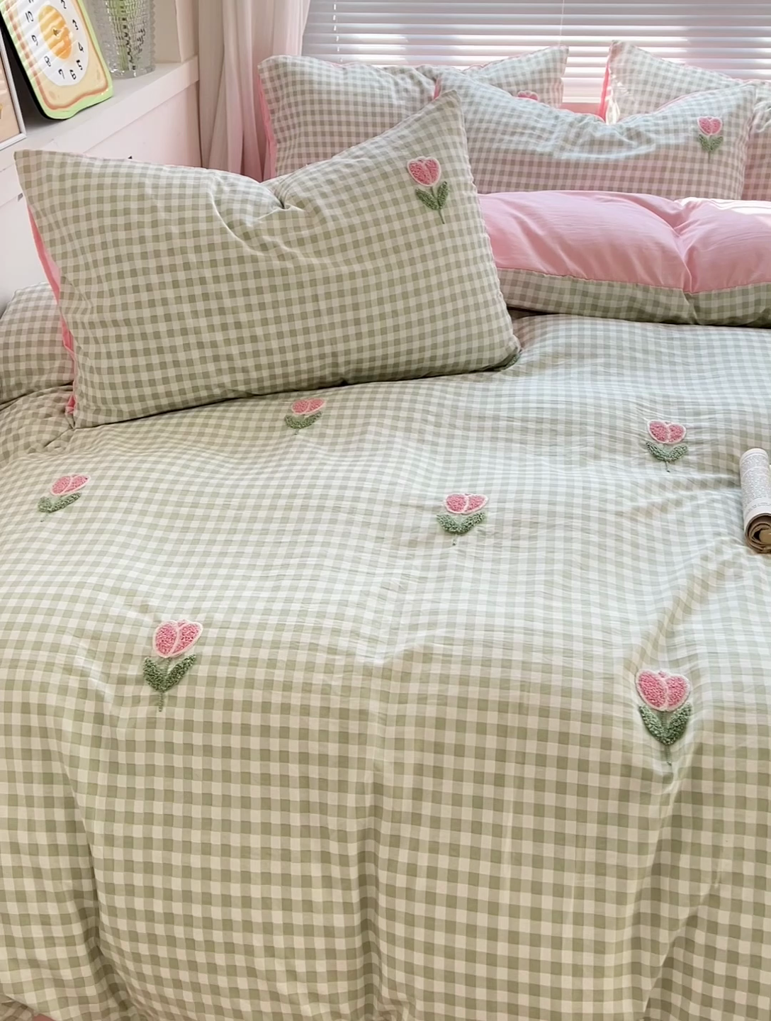 91家纺网 家纺一手货源 找家纺 （总）灰鲸2025新款ins韩系田园风郁金香毛巾绣四件套