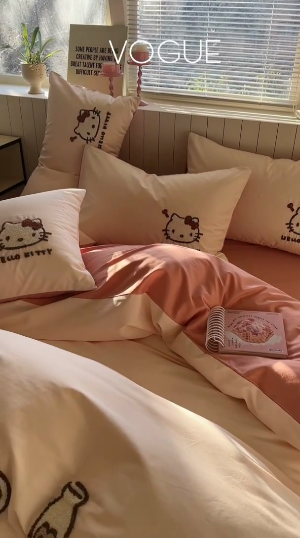 91家纺网 家纺一手货源 找家纺 金爱家 2025新款全棉毛巾绣四件套 毛巾绣-豆沙kt