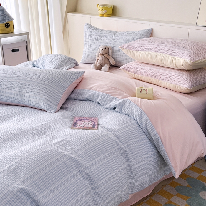 91家纺网 家纺一手货源 找家纺 （总）老K (原美阁） 2025新款亲肤舒适有氧针织棉亲肤四件套-叠拍图