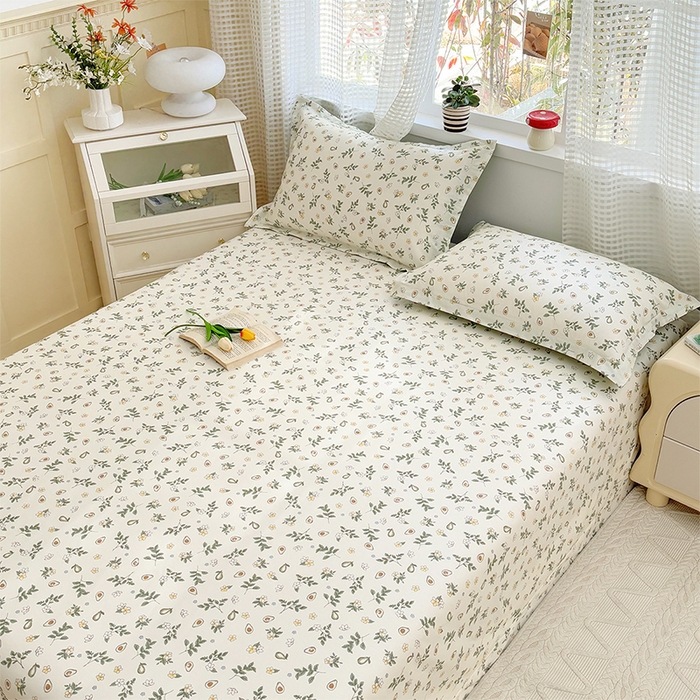 91家纺网 家纺一手货源 找家纺 元元被芯 2025新款40支13372全棉印花全棉床单 绿意