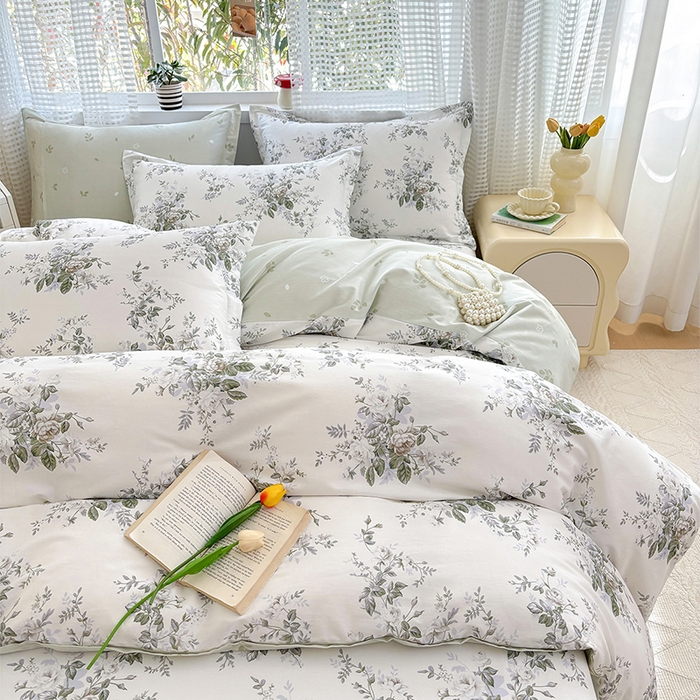 91家纺网 家纺一手货源 找家纺 元元被芯 2025新款40支13372全棉印花全棉四件套 若萱