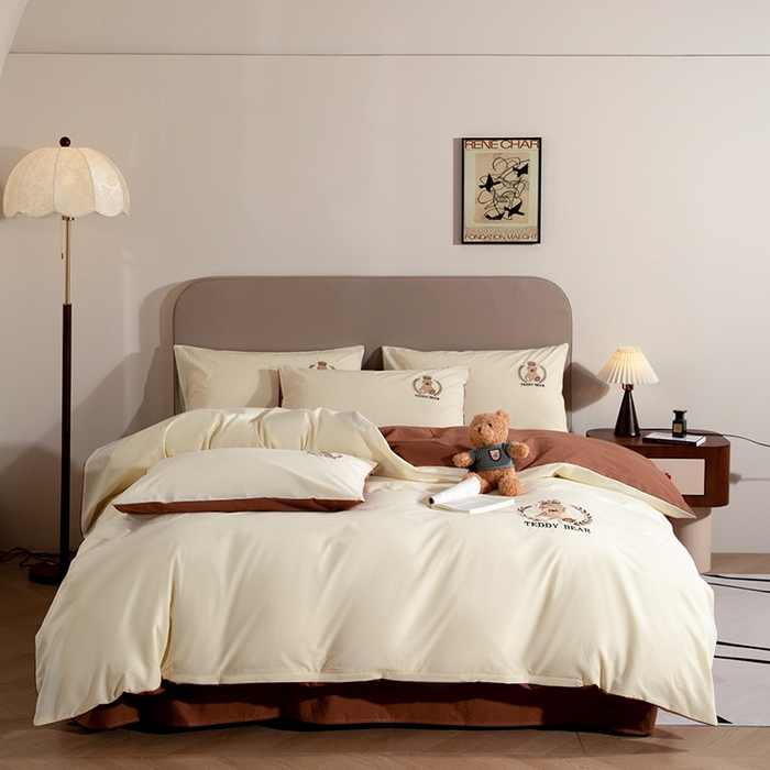 91家纺网 家纺一手货源 找家纺 （总）澳梵家居2025新款A类全棉水洗棉刺绣四件套-泰迪小熊