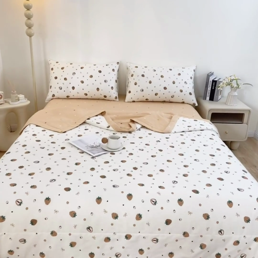 91家纺网 家纺一手货源 找家纺 鑫棉坊 【又降价啦】2025新款全棉A类印花纯棉花夏被可机洗空调被 浪漫甜心