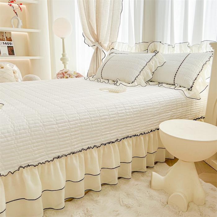 91家纺网 家纺一手货源 找家纺 虹星家纺 2025年新款全棉床盖三件套-花影倾梦 花影倾梦-云朵白