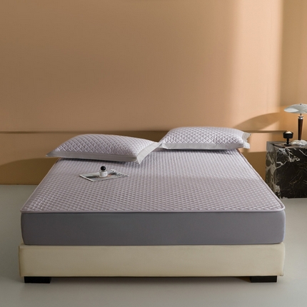 由有2025新款60S长绒棉绗缝大豆夹棉床垫床褥床笠 平铺-莫奈紫