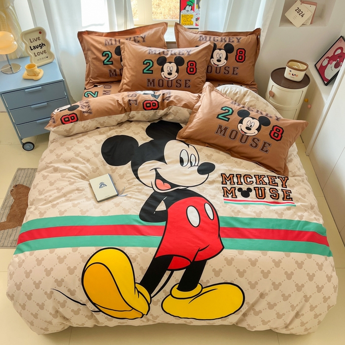 91家纺网 家纺一手货源 找家纺 典曼家纺 2025新款迪士尼大版印花卡通四件套 酷炫米奇