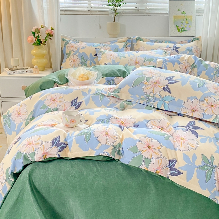 91家纺网 家纺一手货源 找家纺 （总）直播2024新款斜纹磨毛印花四件套植物羊绒套件