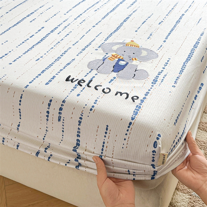 91家纺网 家纺一手货源 找家纺 笙意家纺2025新款全棉老粗布单床笠 小飞象-彩兰