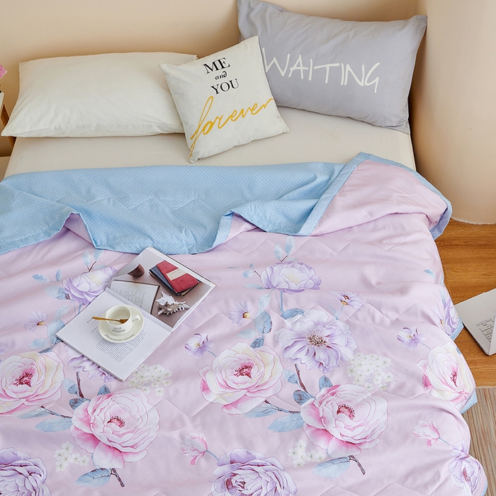 91家纺网 家纺一手货源 找家纺 元元被芯 2025新款亲肤舒适磨毛印花夏被被子被芯 花海粉