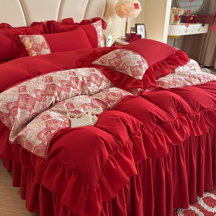 91家纺网 家纺一手货源 找家纺 （总）富盛家纺2025新款婚庆亲肤棉磨毛刺绣四件套