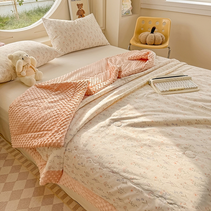 91家纺网 家纺一手货源 找家纺 梦依依 2025新款40支全棉豆豆被大豆被夏被春秋被子被芯 加微信送买家秀 梦回浅溪