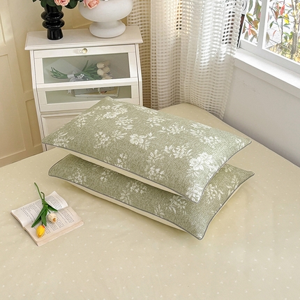 元元被芯 2025新款40支13372全棉印花全棉隐藏式夹棉枕套 颂雅