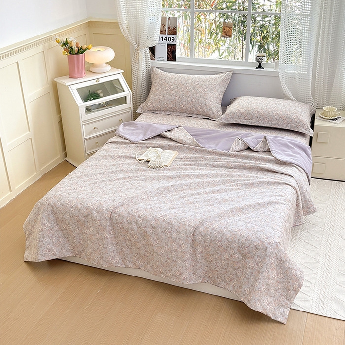 91家纺网 家纺一手货源 找家纺 元元被芯 2025新款40支13372全棉印花夏被四件套 茉莉