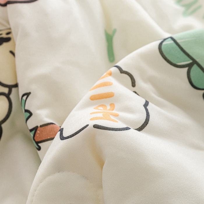 91家纺网 家纺一手货源 找家纺 优被业 2025新款A类牛奶丝针织棉夏被20%大豆(四周踩棉)软糯夏凉被空调被 动物园