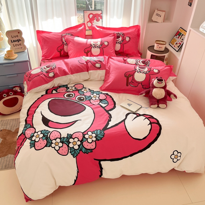 91家纺网 家纺一手货源 找家纺 典曼家纺 2025新款迪士尼大版印花卡通四件套 草莓梦