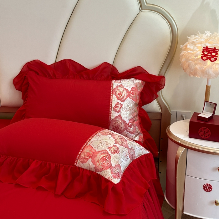 91家纺网 家纺一手货源 找家纺 （总）富盛家纺2025新款婚庆亲肤棉磨毛刺绣四件套