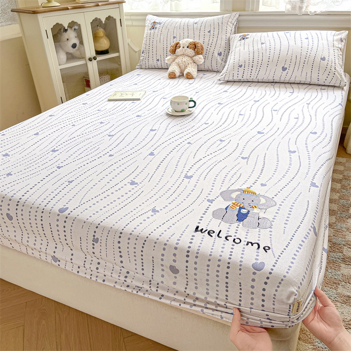 91家纺网 家纺一手货源 找家纺 笙意家纺2025新款全棉老粗布单床笠 小飞象-流心