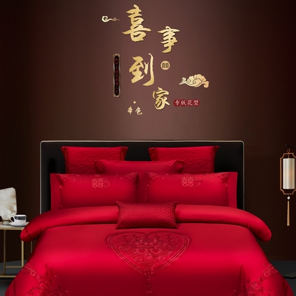 91家纺网 家纺一手货源 找家纺 （总）栩裕纺织 2025新款全棉刺绣婚庆四件套