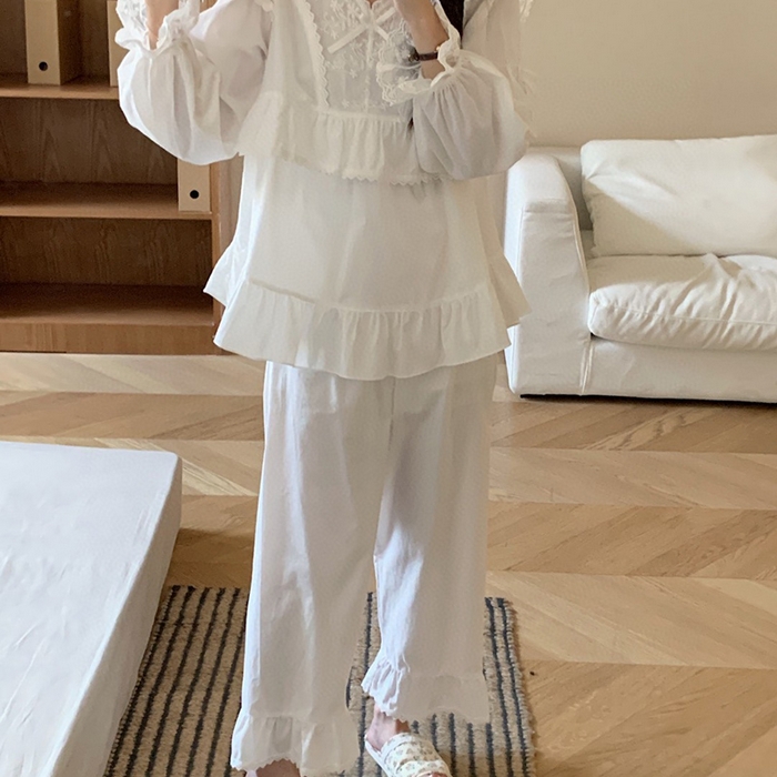 91家纺网 家纺一手货源 找家纺 （总）妍景家居生活馆 2025新款韩系蕾丝花边V领套装