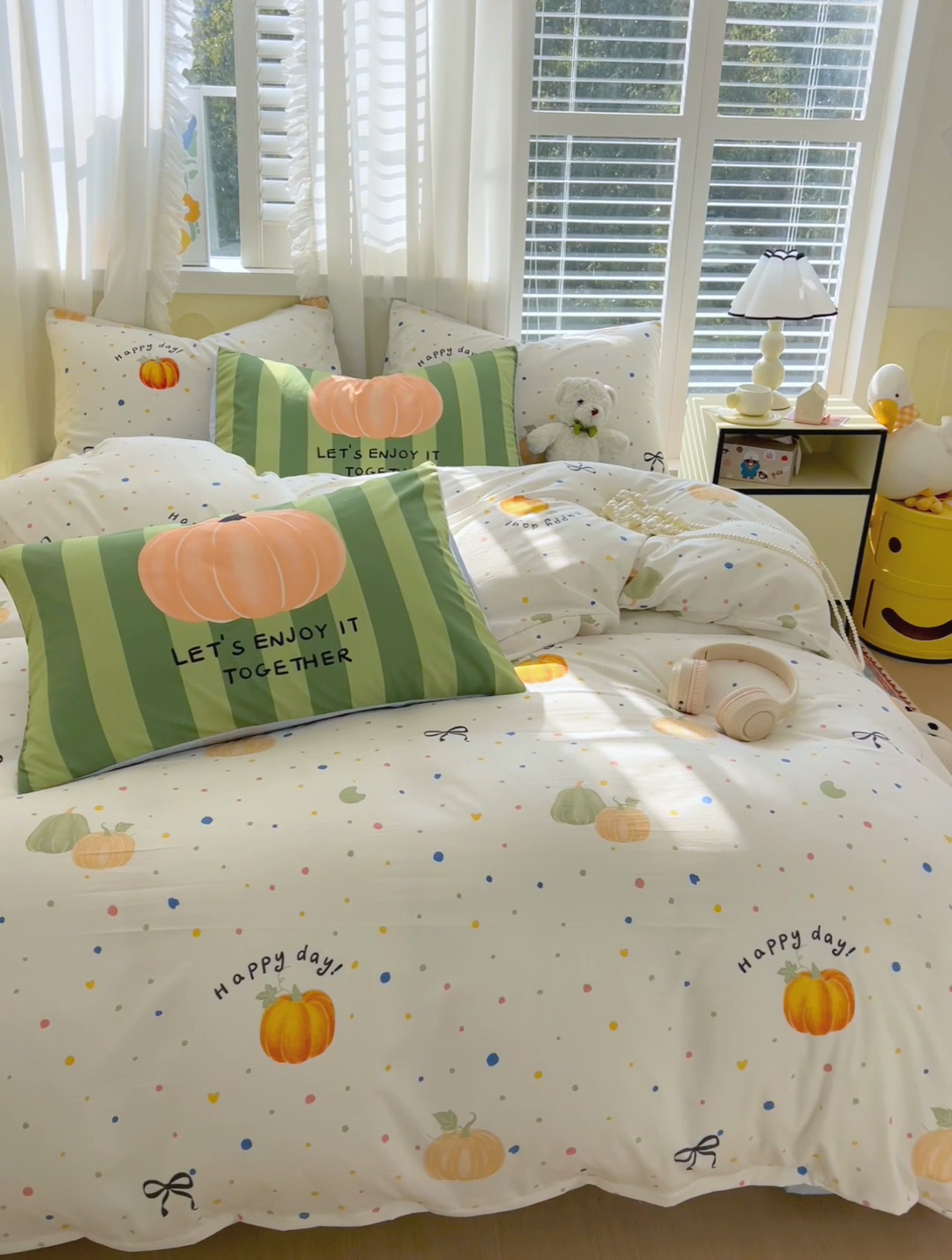 91家纺网 家纺一手货源 找家纺 大麦乐田2025新款超柔大版印花四件套 南瓜派