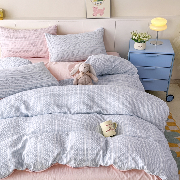 91家纺网 家纺一手货源 找家纺 （总）老K (原美阁） 2025新款亲肤舒适有氧针织棉亲肤四件套-叠拍图