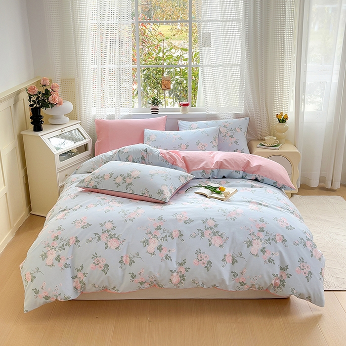 91家纺网 家纺一手货源 找家纺 元元被芯 2025新款40支13372全棉印花全棉夹棉床笠四件套 初妤