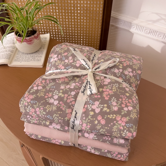 91家纺网 家纺一手货源 找家纺 优品阁  2025新款A类全棉有氧双层纱四件套 余香