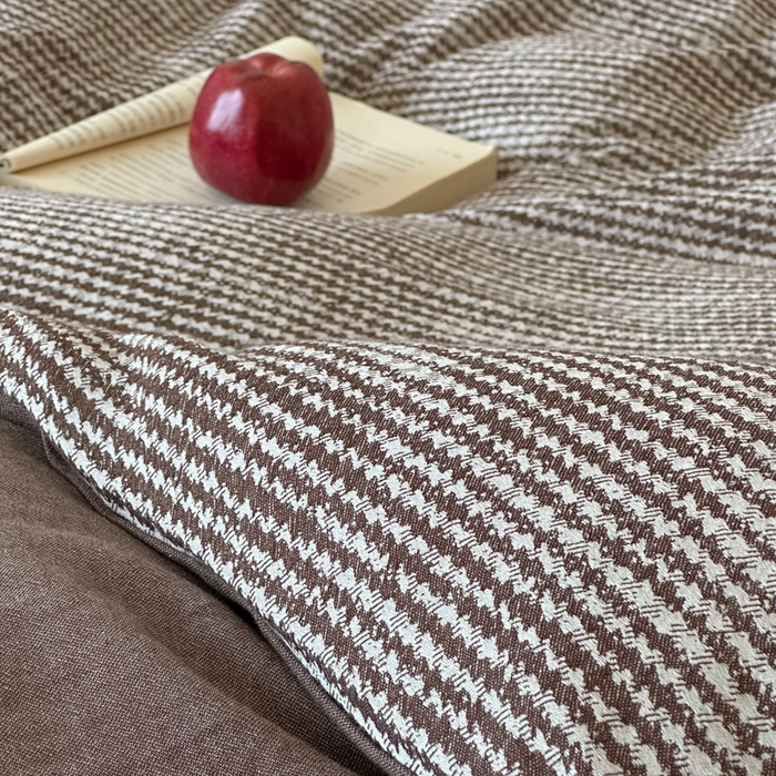 91家纺网 家纺一手货源 找家纺 月夏 2025新款全棉双层纱被套全棉被套单被套 莫克-咖