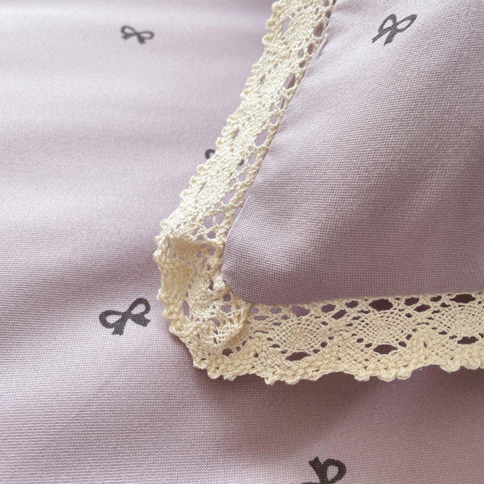 91家纺网 家纺一手货源 找家纺 仟网汇 2025新款韩版镂空花边针织双层纱四件套 可颂紫