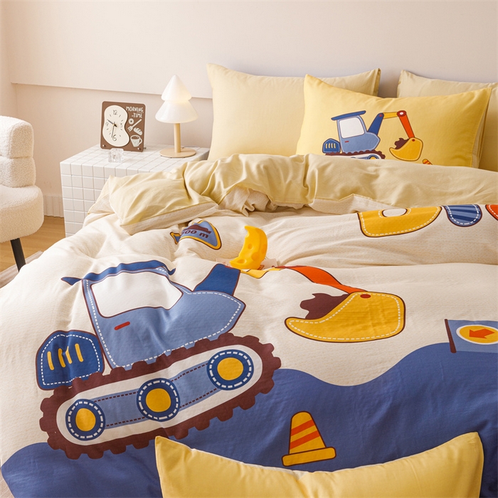 91家纺网 家纺一手货源 找家纺 馨语家居 2025新款全棉双层纱四件套 积木世界