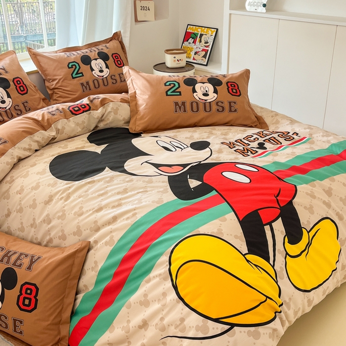 91家纺网 家纺一手货源 找家纺 典曼家纺 2025新款迪士尼大版印花卡通四件套 酷炫米奇