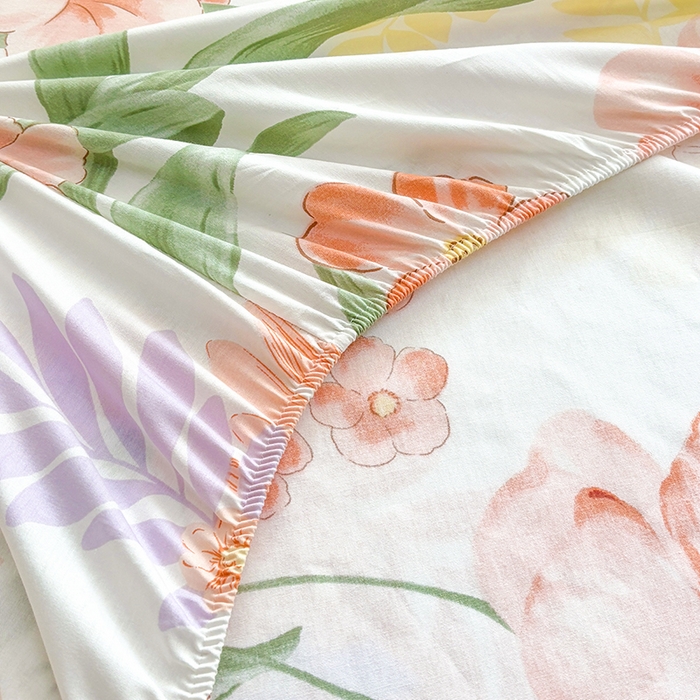 91家纺网 家纺一手货源 找家纺 元元被芯 2025新款40支13372全棉印花全棉床笠 半夏