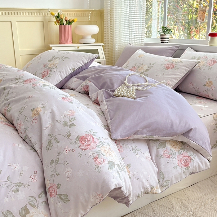 91家纺网 家纺一手货源 找家纺 元元被芯 2025新款40支13372全棉印花全棉隐藏式夹棉被套 悦影