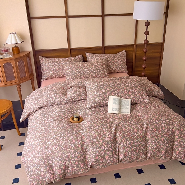 91家纺网 家纺一手货源 找家纺 优品阁  2025新款A类全棉有氧双层纱四件套 余香