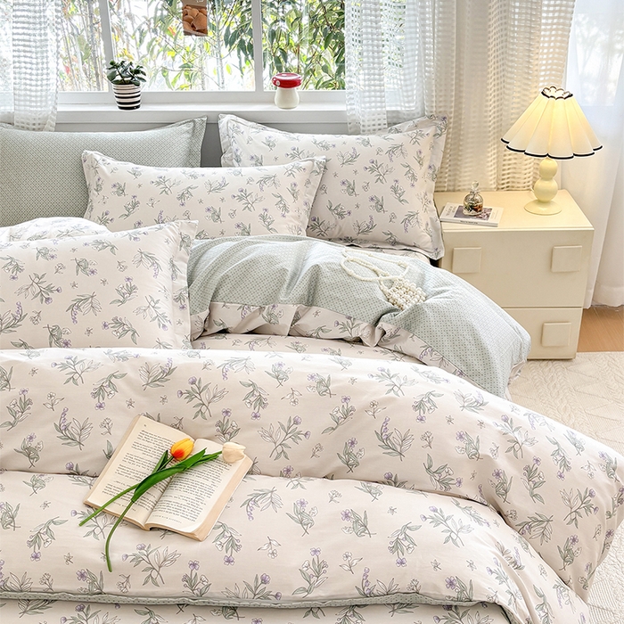 91家纺网 家纺一手货源 找家纺 元元被芯 2025新款40支13372全棉印花全棉四件套 宁静