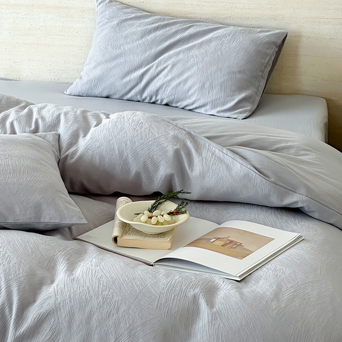 91家纺网 家纺一手货源 找家纺 梦享生活家居 2025新款全棉三层肌理提花四件套-素写系列 素写-银灰