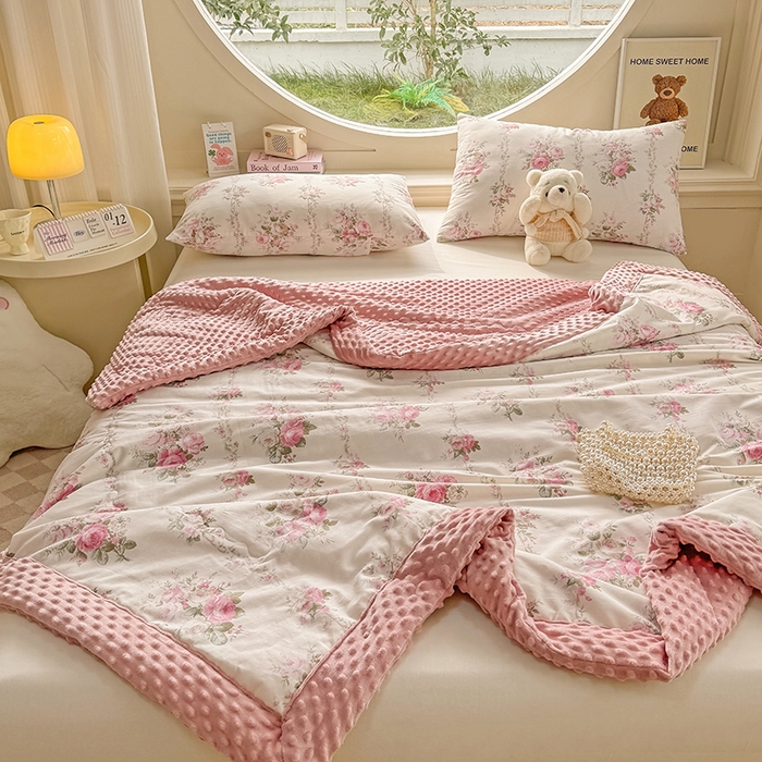 91家纺网 家纺一手货源 找家纺 梦依依 2025新款40支全棉豆豆被大豆被夏被春秋被子被芯 加微信送买家秀 兰栀半夏-粉