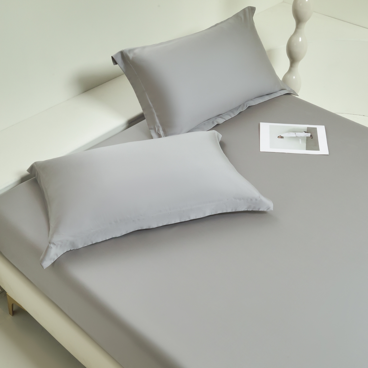 91家纺网 家纺一手货源 找家纺 618家纺 2025新款60S100支兰精天丝单品-单床笠 天丝银河灰