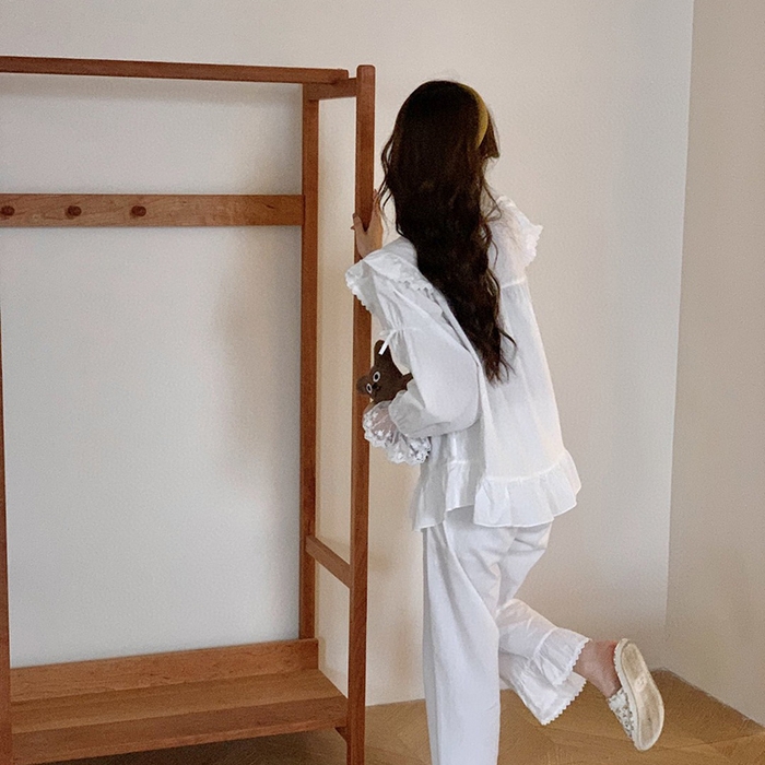 91家纺网 家纺一手货源 找家纺 （总）妍景家居生活馆 2025新款韩系蕾丝花边V领套装